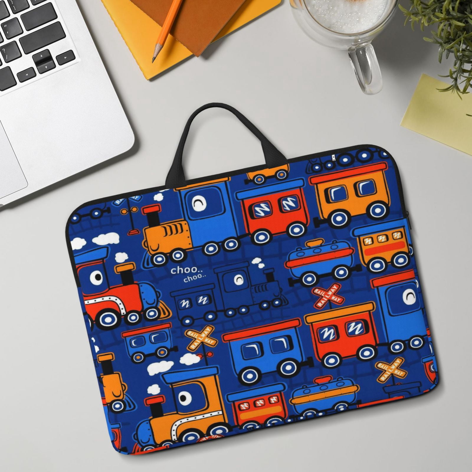 Laptop Sleeve Bag For Women Men 14inch Waterproof Durable Protective Computer Carrying Cover Handle Laptop Case Bag Train
