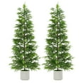thumbnail image 2 of 2Pcs Artificial Cedar Topiary Trees in White Pot | 3/4/5/6Ft UV Protected Faux Evergreen Plants, Outdoor Safe Fake Christmas Trees for Porch, Garden, Doorstep, Farmhouse & Indoor Decor, 2 of 8