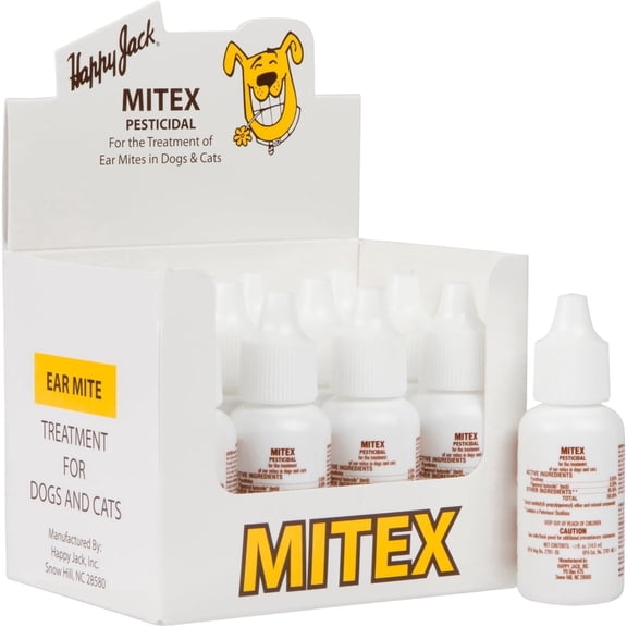 Happy Jack Mitex Ear Mite Treatment Liquid for Dogs & Cats, 0.5 oz Bottle