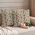 thumbnail image 2 of Valentine's Day Pillow Covers 2 Pack Vintage Watercolor Spring Red Roses Floral Linen Texture Pillowcase Waterproof Outdoor Throw Pillow Cover for Patio Garden Square Cushion 20”x20”, 2 of 9