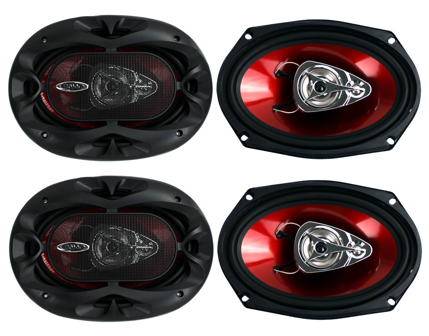 4 New BOSS CH6930 6x9" 400W 3-Way Car Coaxial Audio Stereo Speakers Red 