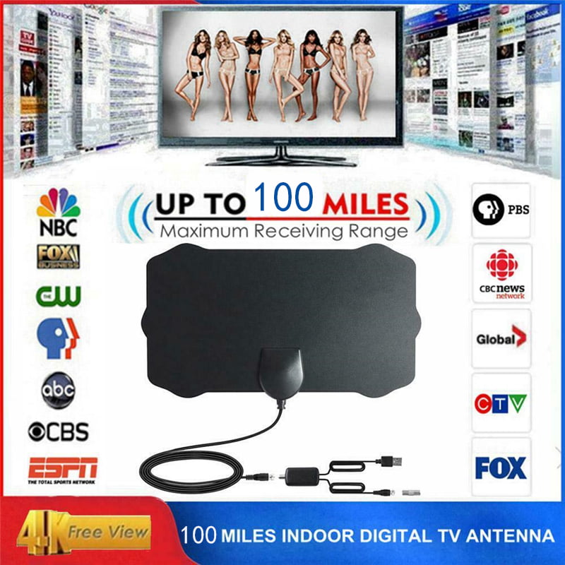 100 Miles Indoor Digital TV Antenna with Signal Amplifier Booster HDTV AnteX.vi 