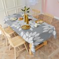 thumbnail image 6 of Gray and White Floral Pattern Rectangle Tablecloth 60"x102",Waterproof Polyester Rectangle Table Cloth, Wipeable Spillproof Polyester Tablecloth for Dining, Camping, Indoor and Outdoor, 6 of 6