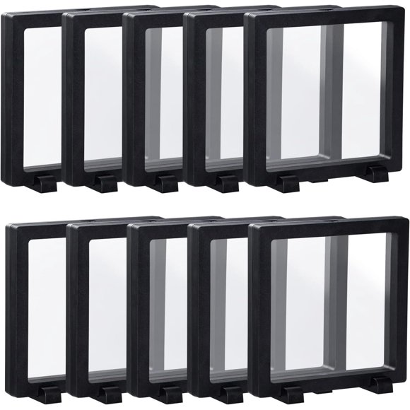 Black 4.3×4.3×0.8 inchesBlack 3D Floating Frame, 10 Pack 4.34.30.8"/110X110X20m Challenge Coin Holder Display With Base for Medallions, Specimen, Jewelry
