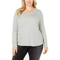 thumbnail image 4 of I.N.C Womens Ribbed Basic T-Shirt, Green, Plus Size, 1X, 4 of 5