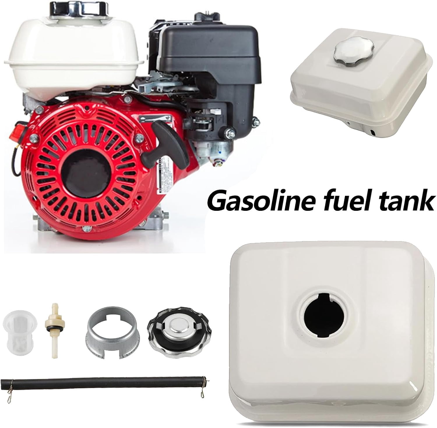 Fuel Tank for Honda GX140 GX160 GX200 Engine, 3L Petrol Tank Kit with Fuel Cap Fuel Filter and Fuel Line Fuel Tank Lawn Mower Replacement Parts