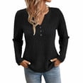 thumbnail image 5 of LWFFDAW Ribbed Knit Fall Sweaters for Women Long Sleeve Dressy Casual Button Henley Sweaters Lightweight Soft Loose Pullover Sweater, 5 of 6