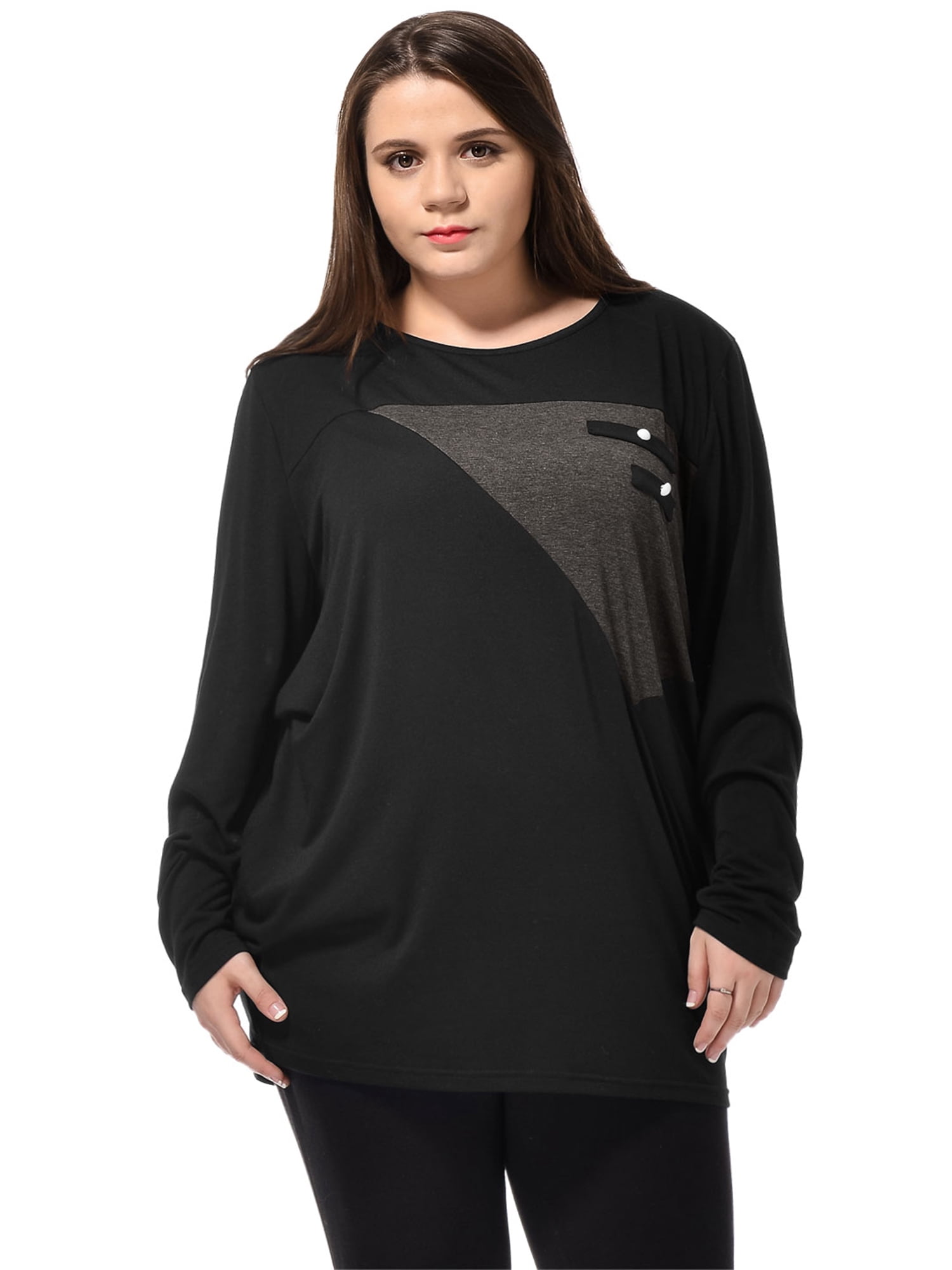 Women Plus Size Black Dolman Sleeves Fashional Tunic Shirt 1X Walmart