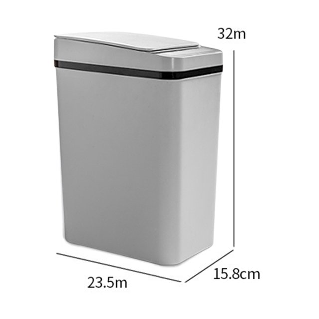 Cubo de basura con solapa automática Cubo de basura inteligente con sensor inteligente (gris batería) Hugtrwg Libre de BPA