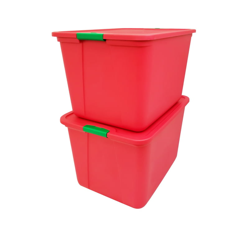 Holiday Living Small 5-Gallons (20-Quart) Green and Red Heavy Duty Tote  with Standard Snap Lid in the Plastic Storage Containers department at