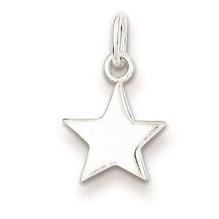 Sterling Silver Star Polished & Solid Flat back Charm Pendant 15mmx10mm