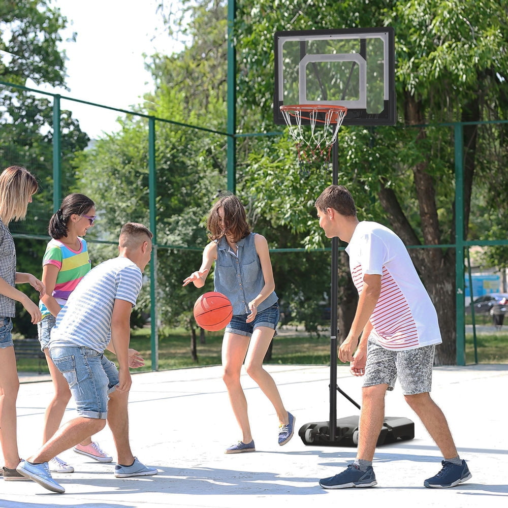 Resenkos Portable Basketball Hoop System Stand with 33in Backboard, Height Adjustable 5FT-7FT for Indoor Outdoor Use