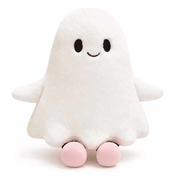 11.81-Inch Cute Ghost Plush, Soft Smiling Halloween Stuffed Figure for Bedroom, Sofa, Shelf, Halloween Party and Spooky Season Decor