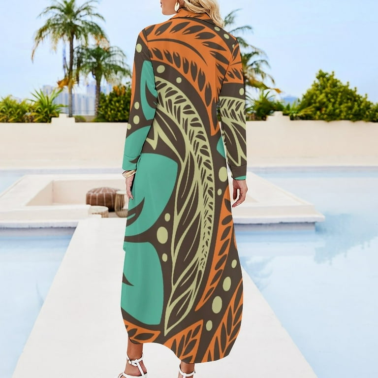 white christmas dresses Kimono Sleeve Hawaiian Dress with Slit Design main image 0