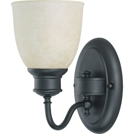 Nuvo Lighting 62796 - 1 Light (Medium Screw Base) 5.5" Bella Aged Bronze Finish with Biscotti Glass Vanity Light Fixture (60-2796)