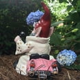thumbnail image 3 of Nowaday Gnomes - "Vegas" the Look-a-Like Elvis Gnome In His Pink Cadillac Car Garden Gnome Statue 14"H, 3 of 5