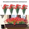 thumbnail image 2 of 4 Bunches Artificial Fake Flowers Faux Anthurium Plants Plastic Shrubs Bushes Greenery Indoor Outsid, 2 of 5