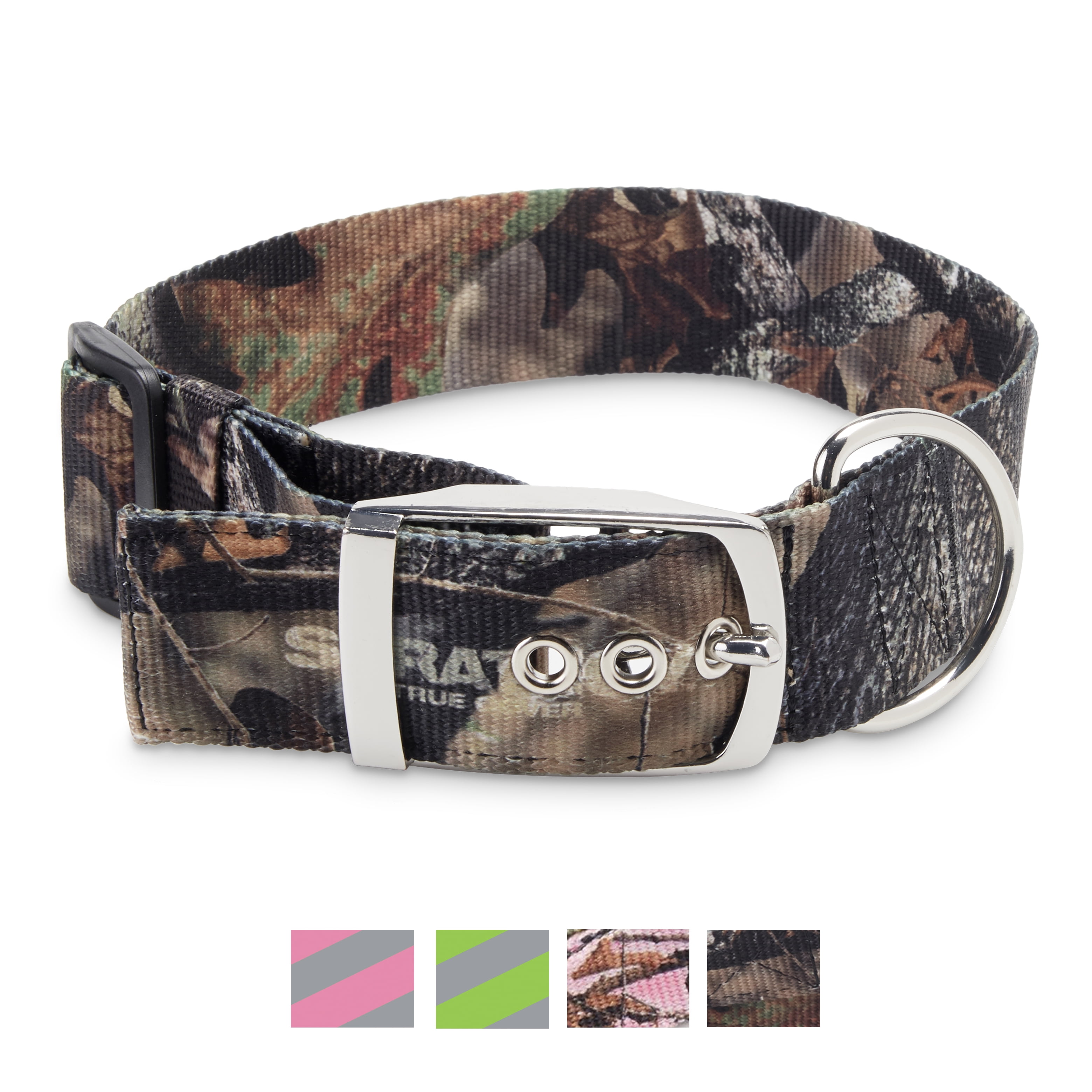 Vibrant Life Patterned Dog Collar with Metal Clasp, Camo, Large