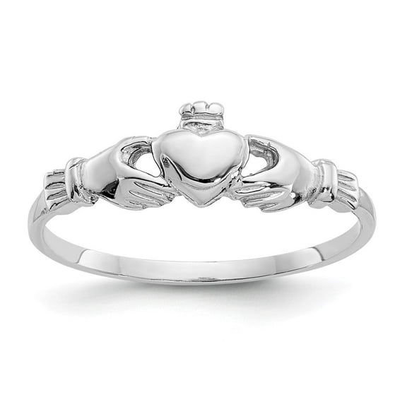 Auriga Fine Jewelry 10K White Gold Claddagh Ring for Women Size 4