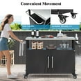 thumbnail image 5 of Outdoor Grill Cart Bar Cart, Metal Kitchen Island with Storage Cabinet and 4 Lockable Wheels, Grill Table with Stainless Steel Top, Trash Holder & Spice Rack for Garden & BBQ, 5 of 9