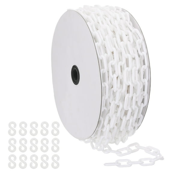 Uxcell White Plastic Chain, 115 ft 6mm Safety Barrier Chain for Crowd Control