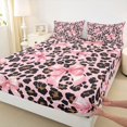 thumbnail image 5 of spefrowx Watercolor Bow King Sheets for Women, Pink Brown Fashion Leopard Print Bedding, 4 Pieces, 1 Flat Sheet, 1 Fitted Sheet and 2 Pillowcases, 5 of 6