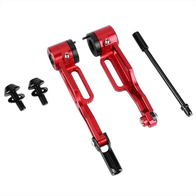 2 palancas de freno en V de aluminio para bicicleta, frenos de mano, accesorios para bicicleta (rojo con brazo corto)