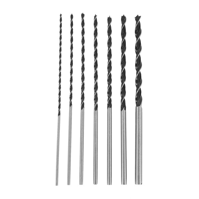 Juego de 7 brocas largas para madera de 4 mm, 5 mm, 6 mm, 7 mm, 8 mm, 10 mm, 12 mm x 300 mm Afortunado Sencillez