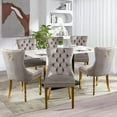 thumbnail image 4 of SoarFlash Velvet Dining Chair Set of 6, Upholstered Tufted Dining Room Chair with Nailhead Trim, Solid Gold Plated Leg for Kitchen(Grey), 4 of 6