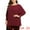 Burgundy, variant on Unique Bargains Women's Plus Size Chiffon Tops Batwing Ruffle Long Sleeve Loose Blouses 1X Hot Pink