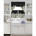 thumbnail image 3 of Christmas Swag Kitchen Curtains Sets for Windows 24 Inch Length, Winter Xmas Trees Snowflakes Country Cabin Black Short Window Curtain Panels Swags Valances and Tiers 3 Piece Set for Cafe/Dining Room, 3 of 5