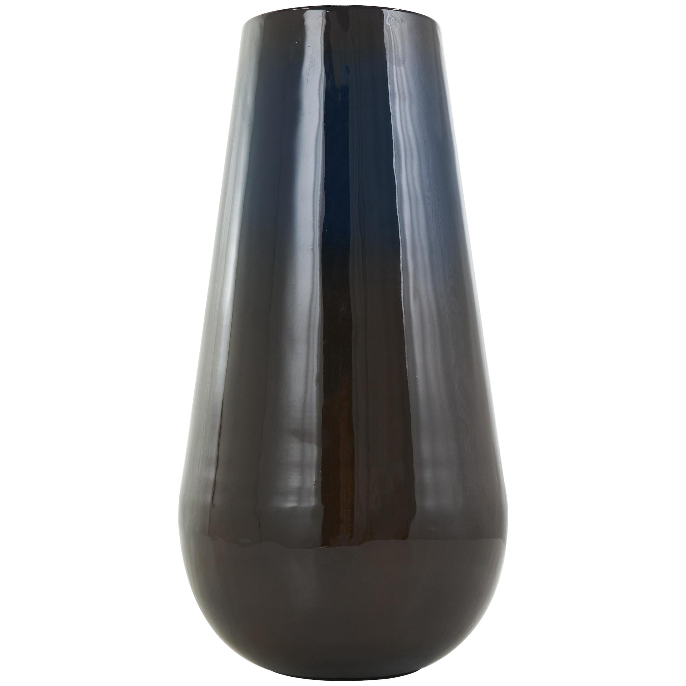 DecMode 16" Ombre Blue Metal Vase with Brown Accents