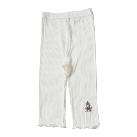fatyb Toddler Girls Ribbed Pants Little Girls Thin Capris Leggings Comfortable Kids Summer Bottom Pants