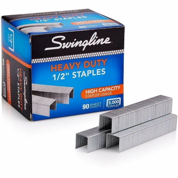Swingline Heavy Duty Staples, 1/2" Leg Length, 5,000/Box