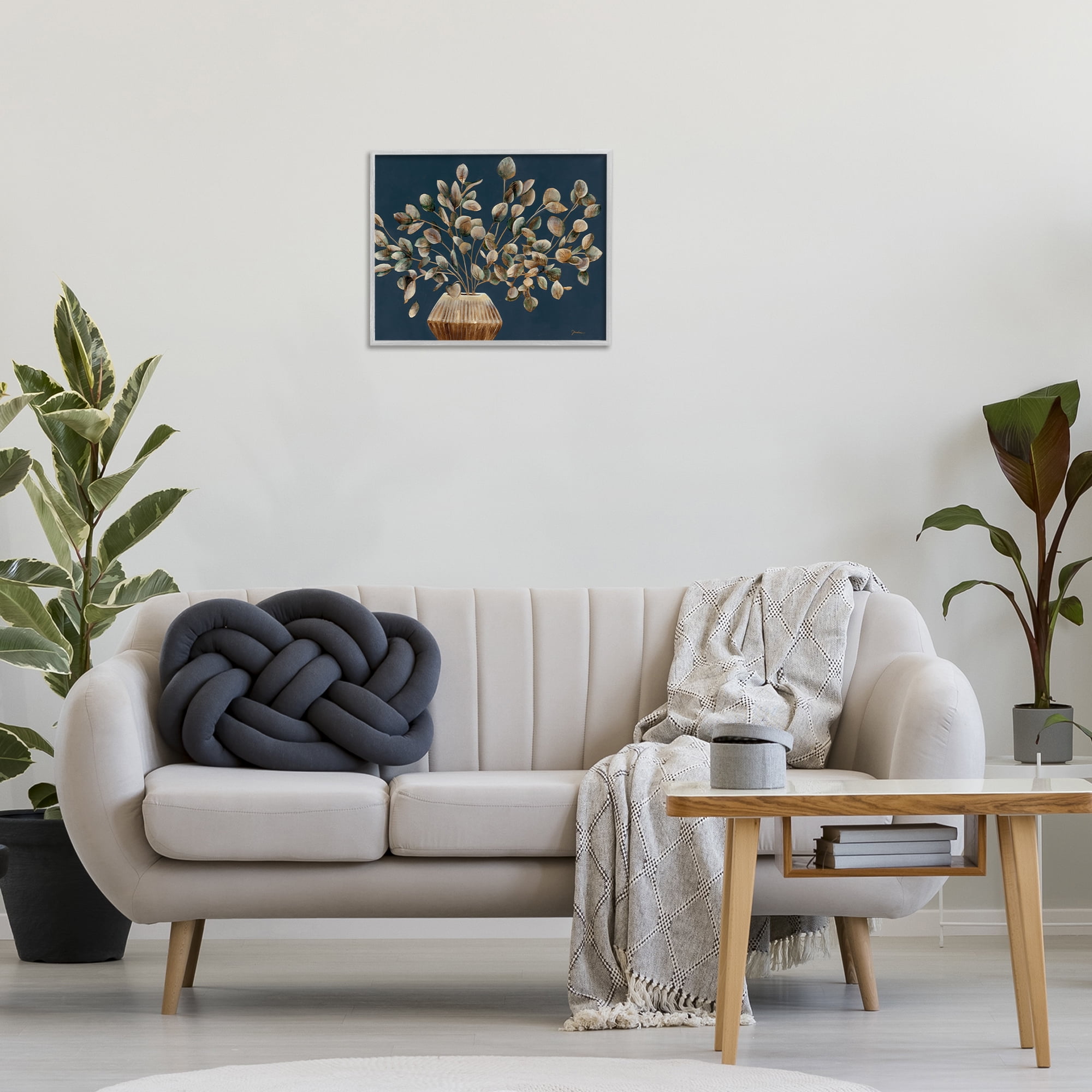 Stupell Industries Rustic Eucalyptus Leaves Botanical & Floral Painting Gray Framed Art Print Wall Art, 20 x 16