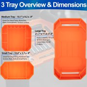 3pc Flexible Silicone Tool Tray Set – Portable Organization for Tools & Parts with Non-Magnetic Anti-Static Silicone, Stackable Dishwasher Safe Design