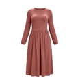 thumbnail image 4 of Guieoi Dresses for Women 2026 Fall Winter Round-Neck Long-Sleeve Dress with Pockets and Cuffed Sleeves Pink M, 4 of 7