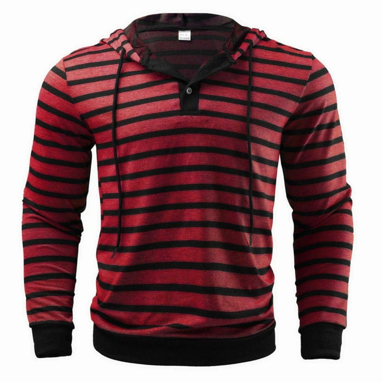 Zylanna Men's Striped Hoodie Shirt, Long Sleeve Breathable with