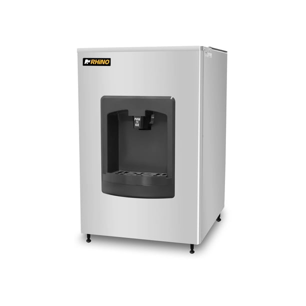 Dispensador de Hielo Comercial Rhino, 100 kg, 5 kg/min, Gabinete de Acero Inoxidable 304, Anti-Congelamiento Automático, Eficiencia Energética 210 W, DISHI-100