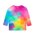 thumbnail image 5 of Spazoro Toddler Girls 3/4 Sleeve Shirts, Spring and Fall Tie Dye Round Neck Casual Fashionable Tops for Girls Multicolor Size 4-5T, 5 of 5