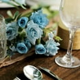thumbnail image 2 of Efavormart 4 Bushes | 12" Dusty Blue Real Touch Artificial Silk Rose Bridal Bouquet, Faux Flowers, 2 of 10