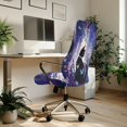 thumbnail image 3 of POLERO Anti Stain One Piece Office Swivel Chair Cover, Black Cat Elastic Cloth Block Dirt High Back Chair Covers for Workspace Home, 3 of 7