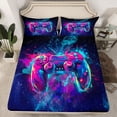 thumbnail image 2 of jejeloiu Gamer Gaming Twin Sheet Sets,Modern Video Game Twin Fitted Sheet,Colorful Console Flat Sheet For Boys,Microfiber Bedroom Decor,3 Pieces, 2 of 7
