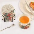 thumbnail image 2 of 6 Pcs Drink Coasters with Holder 3.94in Woven Coasters for Drinks Circular Christmas Wreath Coaster Set for Protection Table, 2 of 7
