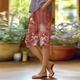 thumbnail image 2 of Charmgo Womens Shorts, Linen Shorts for Women Summer Casual Elastic High Waisted Knee Length Shorts Loose Wide Leg Shorts with Pockets, Summer Shorts for Women Red S, 2 of 5