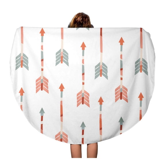 KDAGR 60 inch Round Beach Towel Blanket Beige Archery Arrows Pattern Camp Cupid Cute Day Dimension Travel Circle Circular Towels Mat Tapestry Beach Throw