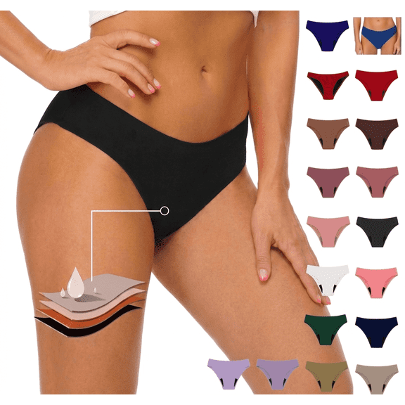 HomelyJoy Period Swim Bottoms 4-Layer Leakproof Menstrual Swim Underwear Absorbent Bikini Swim Bottoms for Women Teens L, 2 pcs
