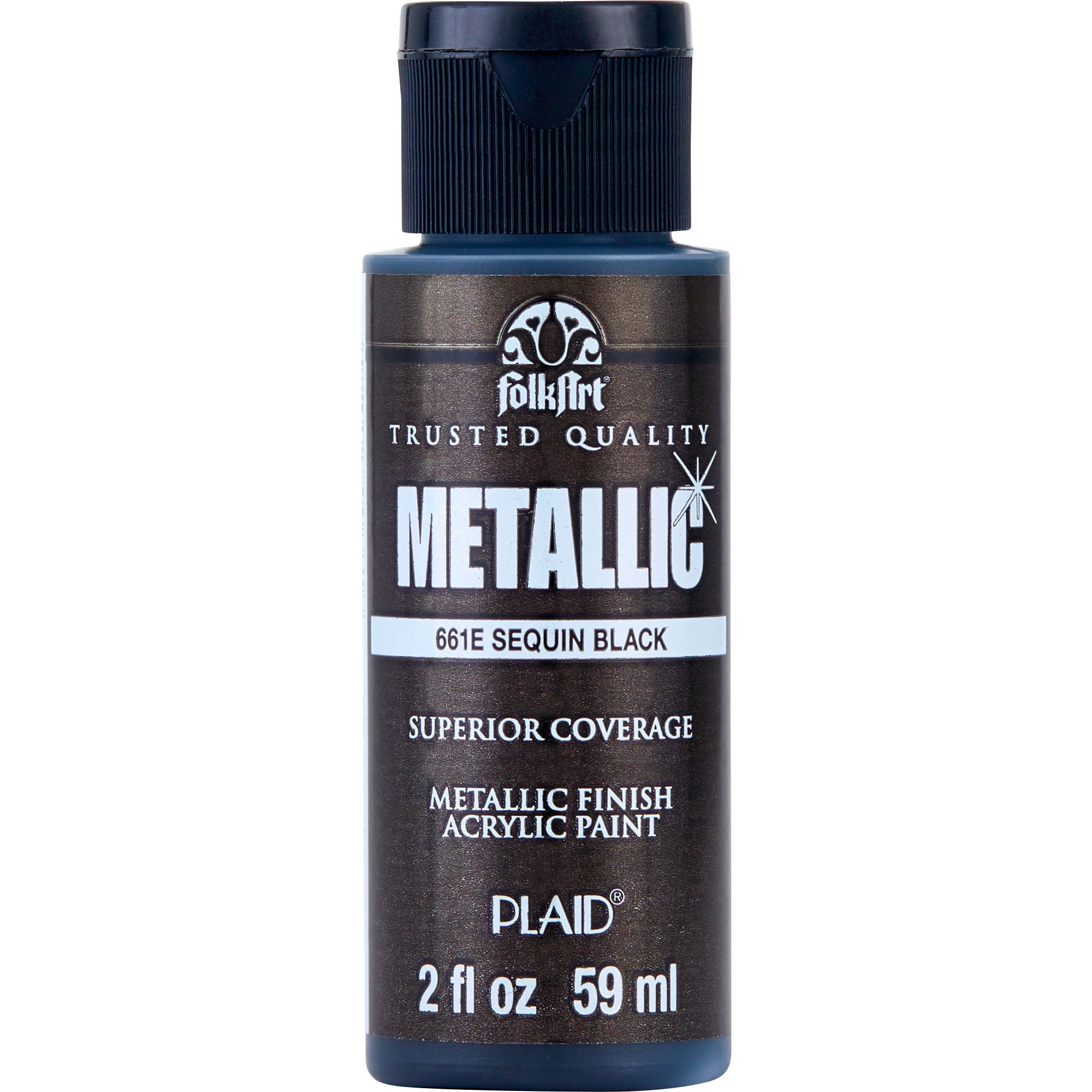 FolkArt 661E Metallic Acrylic Craft Paint, Metallic Finish, Sequin Black, 2 fl oz