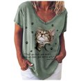 thumbnail image 2 of Palato Women's Plus Size Tops,Womens Cat Animal Print O-Neck Loose T-Shirt Summer Short Sleeves Casual Tees, 2 of 5