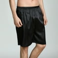thumbnail image 4 of Defitshape Men's Satin Boxer Shorts Silk Sleep Luxury Elastic Waist Summer Soft Comfy Print Silky Loose Above Knee Solid Underwear Pj Pajama Bottoms Black Small, 4 of 5